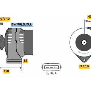 Alternator IVECO S-WAY AT190S34FP CNG+LNG benzina 340 cai BOSCH 0 986 046 040