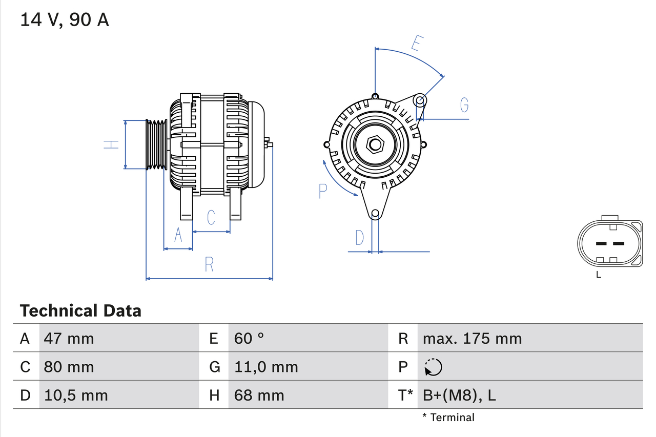 Alternator IVECO DAILY III caroserie 40 C 13 diesel 125 cai BOSCH 0 986 041 960