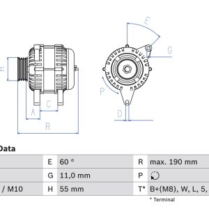 Alternator IVECO EUROCARGO V 100E.22 MY19 diesel 220 cai BOSCH 0 986 045 160