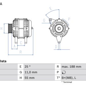 Alternator IVECO DAILY IV platou / sasiu 29L10 diesel 95 cai BOSCH 0 986 046 060