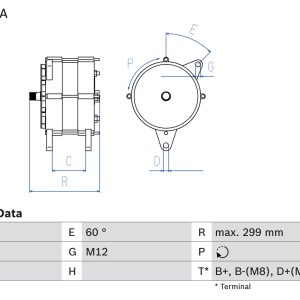 Alternator IVECO URBANWAY URBANWAY 18m CNG benzina 330 cai BOSCH 0 986 047 160
