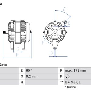 Alternator IVECO DAILY IV caroserie 60C15 V diesel 146 cai BOSCH 0 986 049 950