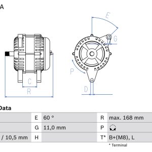 Alternator IVECO DAILY IV caroserie 35C18 V, 35C18 V/P, 35S18 V, 35S18 V/P diesel 176 cai BOSCH 0 986 080 060