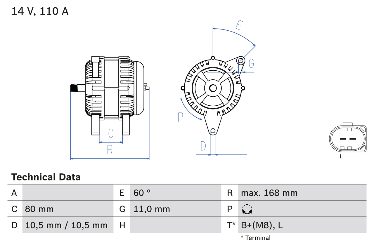 Alternator IVECO DAILY V platou / sasiu 55S17W 4x4 diesel 170 cai BOSCH 0 986 080 060