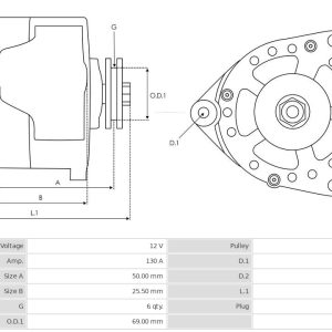 Alternator IVECO DAILY VI platou / sasiu 33S11, 35S11, 35C11 diesel 106 cai AS-PL A3747S