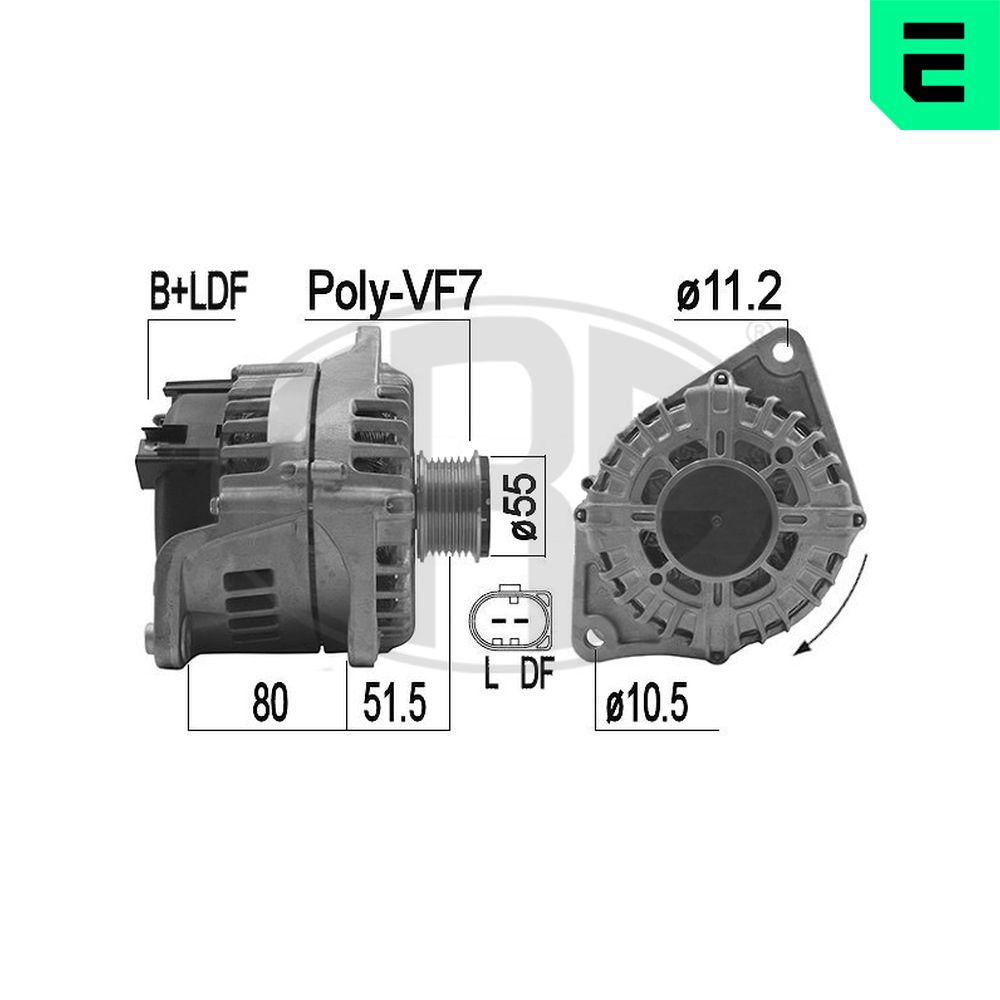 Alternator IVECO DAILY V platou / sasiu 26L11, 29L11, 29S11, 35C11D, 35S11, 40C11 diesel 106 cai ERA 209183A