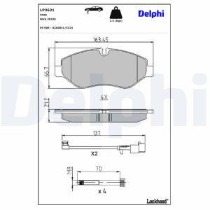 Set placute frana DELPHI LP3621 – IVECO | AutoRival
