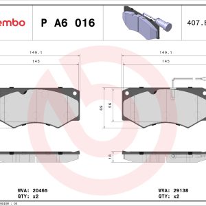 Set placute frana BREMBO P A6 016 – IVECO | AutoRival