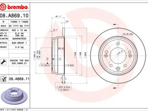 Disc frana KIA PRO CEED (ED) 2.0 benzina 143 cai BREMBO 08.A869.11