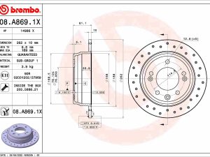 Disc frana KIA PRO CEED (ED) 2.0 benzina 143 cai BREMBO 08.A869.1X