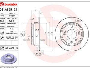 Disc frana KIA OPTIMA (JF) 2.0 CVVL benzina 163 cai BREMBO 08.A869.21