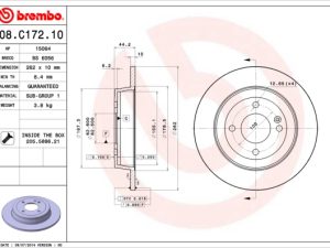 Disc frana KIA STONIC (YB) 1.0 T-GDi Eco-Dynamics+ benzina/elector 120 cai BREMBO 08.C172.10
