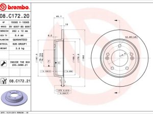 Disc frana KIA CEED Combi Van (JD) 1.4 CRDi diesel 90 cai BREMBO 08.C172.21