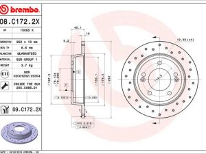Disc frana KIA CEED (JD) 1.4 CRDi 90 diesel 90 cai BREMBO 08.C172.2X