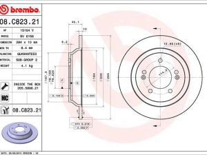 Disc frana KIA SELTOS (SP2, SP2I) 2.0 MPi (SP2) benzina 150 cai BREMBO 08.C823.21