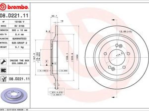Disc frana KIA OPTIMA Sportswagon (JF) 1.6 T-GDI benzina 179 cai BREMBO 08.D221.11