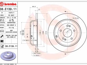Disc frana KIA STINGER Hatchback Van (CK) 2.2 CRDi VGT diesel 200 cai BREMBO 08.E139.11