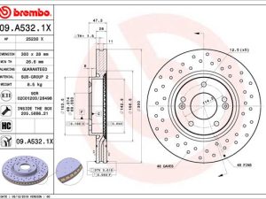 Disc frana KIA OPTIMA Sportswagon (JF) 1.6 T-GDI benzina 179 cai BREMBO 09.A532.1X