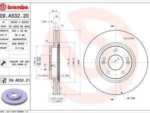 Disc frana KIA CEED Combi Van (JD) 1.4 CRDi diesel 90 cai BREMBO 09.A532.20