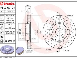 Disc frana KIA CEED Combi Van (JD) 1.4 CRDi diesel 90 cai BREMBO 09.A532.2X