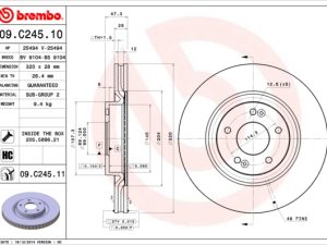 Disc frana KIA XCEED (CD) 1.6 CRDi 136 diesel 136 cai BREMBO 09.C245.11