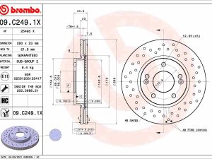 Disc frana KIA CEED (CD) 1.4 LPG Benzina/Autogaz (GPL) 97 cai BREMBO 09.C249.1X