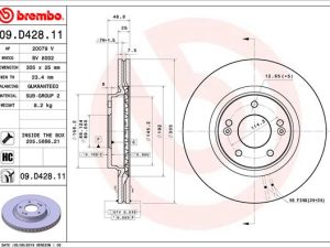 Disc frana KIA CEED (CD) 1.0 T-GDI benzina 101 cai BREMBO 09.D428.11
