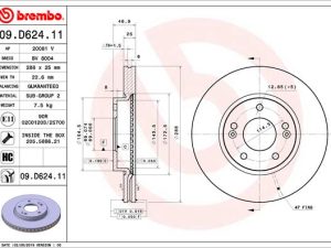 Disc frana KIA CEED (CD) 1.0 T-GDI benzina 101 cai BREMBO 09.D624.11