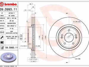 Disc frana KIA STINGER Hatchback Van (CK) 2.2 CRDi VGT diesel 200 cai BREMBO 09.D993.11