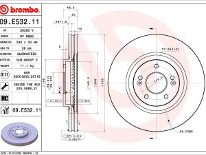 Disc frana KIA OPTIMA (JF) 2.0 T-GDi benzina 238 cai BREMBO 09.E532.11