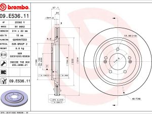 Disc frana KIA OPTIMA (JF) 2.0 T-GDi benzina 238 cai BREMBO 09.E536.11