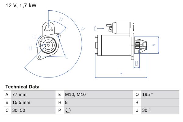 Electromotor KIA PRO CEED (ED) 1.6 CRDi 90 diesel 90 cai BOSCH 0 986 023 600