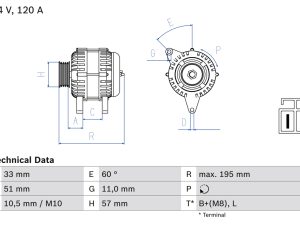 Alternator KIA CEED hatchback (ED) 1.6 CRDi 90 diesel 90 cai BOSCH 0 986 081 060