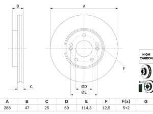 Disc frana KIA CEED (CD) 1.0 T-GDI MHEV benzina/elector 120 cai BOSCH 0 986 479 G24