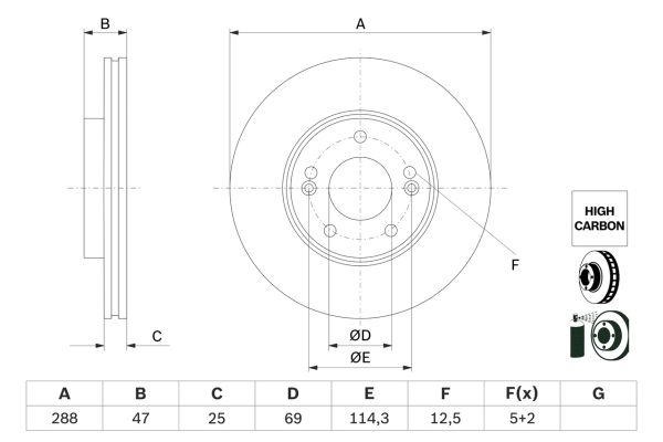 Disc frana KIA CEED (CD) 1.0 T-GDI MHEV benzina/elector 120 cai BOSCH 0 986 479 G24