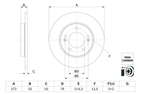 Disc frana KIA CEED (CD) 1.0 T-GDI MHEV benzina/elector 120 cai BOSCH 0 986 479 G30