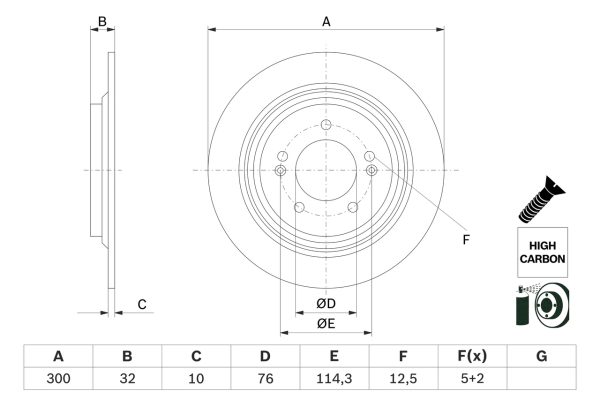 Disc frana KIA OPTIMA (JF) 1.6 T-GDI benzina 179 cai BOSCH 0 986 479 H01