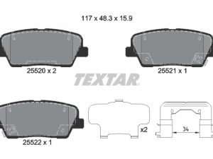 Placute frana KIA STINGER (CK) 2.0 T-GDI benzina 245 cai TEXTAR 2552003