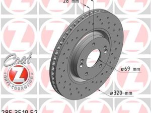 Disc frana KIA CEED (JD) 1.4 MPI benzina 101 cai ZIMMERMANN 285.3519.52