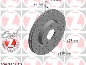 Disc frana KIA VENGA (YN) 1.4 CRDi 90 diesel 90 cai ZIMMERMANN 320.3806.52