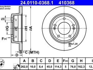 Disc frana KIA SELTOS (SP2, SP2I) 1.6 MPi (SP2) benzina 122 cai ATE 24.0110-0368.1