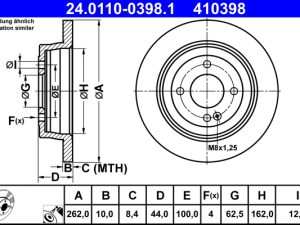 Disc frana KIA STONIC (YB) 1.2 CVVT benzina 79 cai ATE 24.0110-0398.1