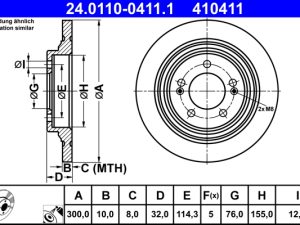 Disc frana KIA OPTIMA (JF) 1.6 CRDi diesel 136 cai ATE 24.0110-0411.1