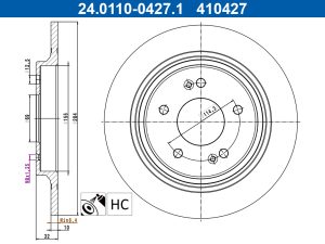 Disc frana KIA SELTOS (SP2, SP2I) 1.6 T-GDi 4WD (SP2) benzina 177 cai ATE 24.0110-0427.1