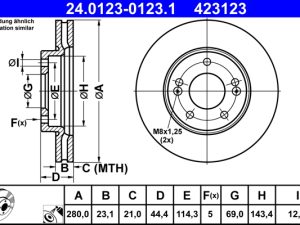 Disc frana KIA PRO CEED Hatchback Van (JD) 1.6 CRDI diesel 136 cai ATE 24.0123-0123.1