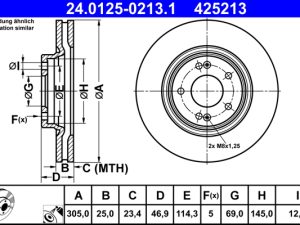 Disc frana KIA CEED (CD) 1.0 T-GDI MHEV benzina/elector 120 cai ATE 24.0125-0213.1