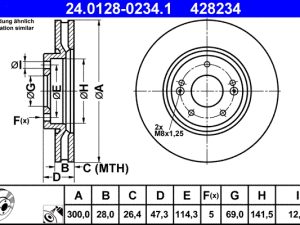 Disc frana KIA PRO CEED Hatchback Van (JD) 1.6 CRDI diesel 136 cai ATE 24.0128-0234.1