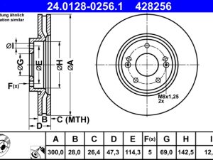 Disc frana KIA OPTIMA Sportswagon (JF) 1.6 T-GDI benzina 179 cai ATE 24.0128-0256.1