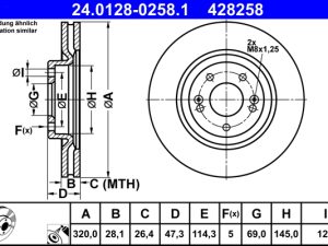 Disc frana KIA XCEED (CD) 1.5 T-GDi MHEV benzina/elector 160 cai ATE 24.0128-0258.1