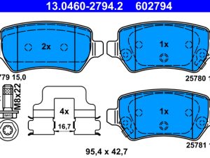 Placute frana KIA CEED (JD) 1.4 CVVT benzina 100 cai ATE 13.0460-2794.2